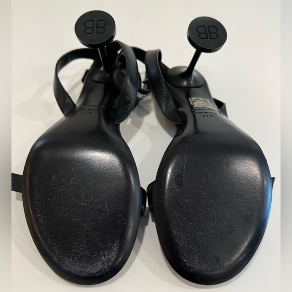 Balenciaga Afterhour Leather Logo Print Sandals - Picture 5 of 12